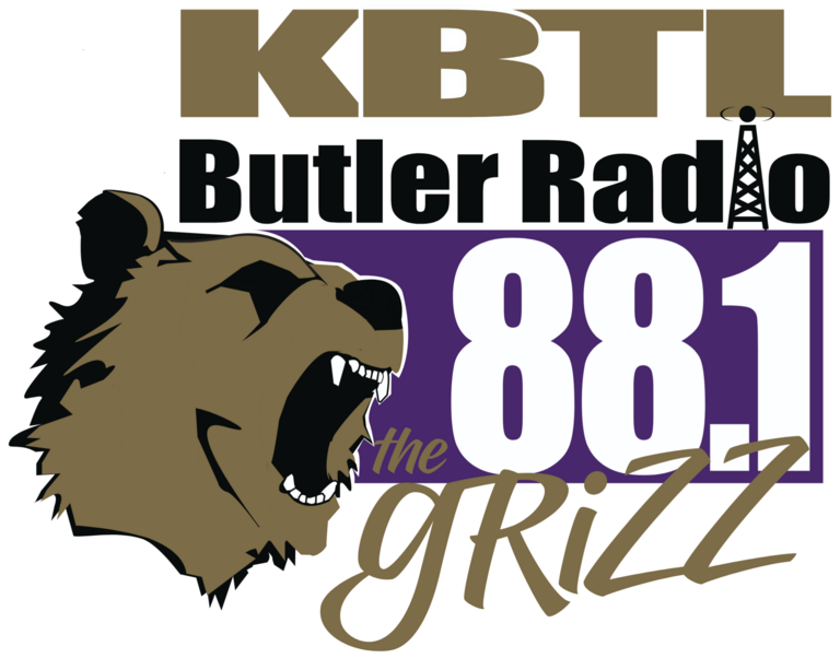 Logo: KBTL Butler Radio, 88.1 The Grizz - Vertical
