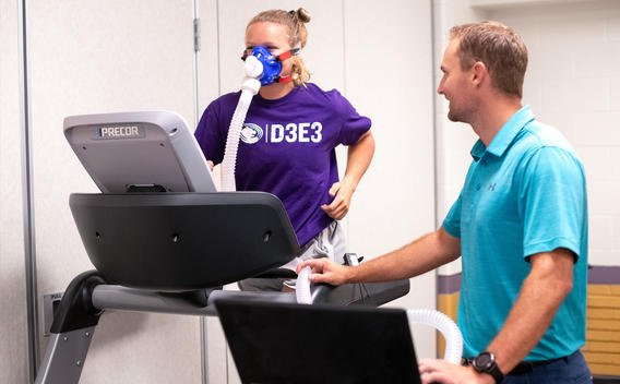 Student taking a V02-Max test
