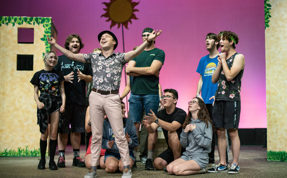 Theatre students rehearsing for a show